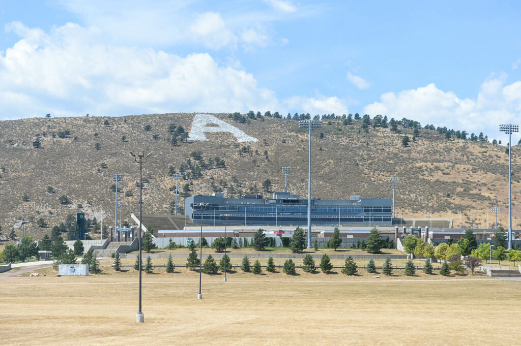 View of the A behind Hughes Stadium